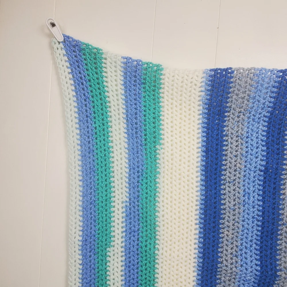 Handmade one of a kind crochet striped baby blanket 39